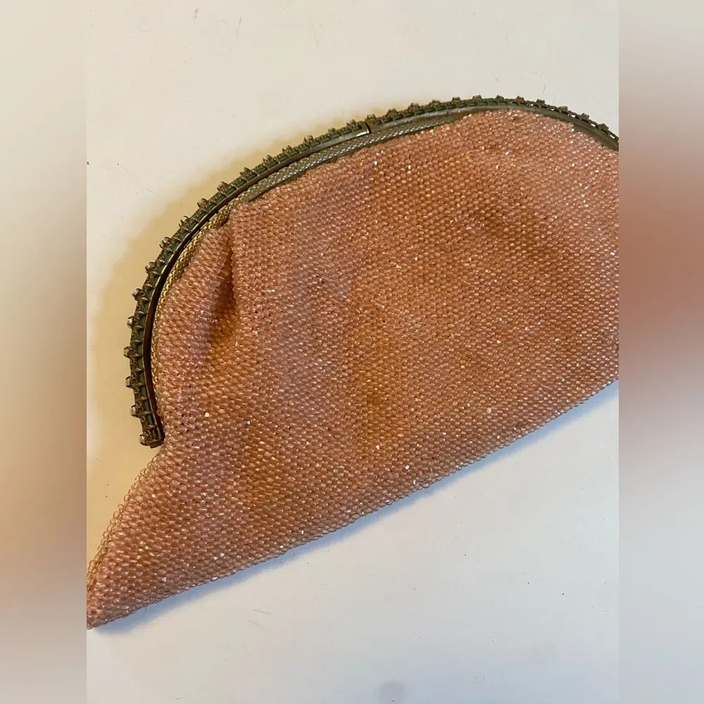 Vintage Beaded Pink Clutch